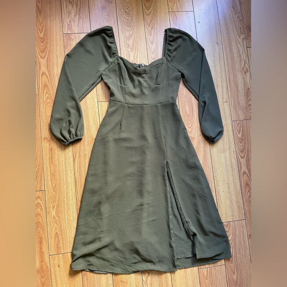 Square neck midi dress